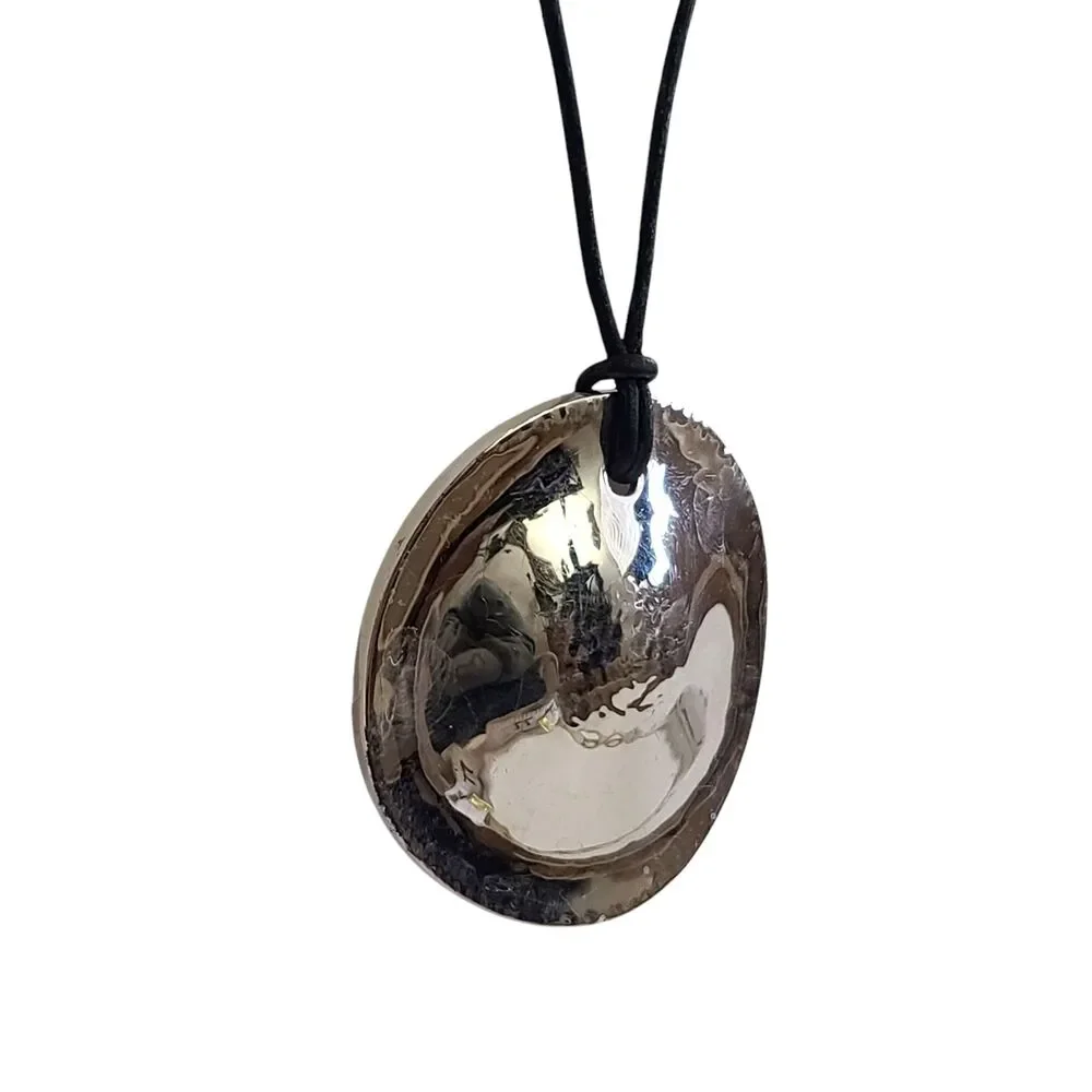 Vintage Signed RLM Bronze Thailand Silver Disc Cord Necklace